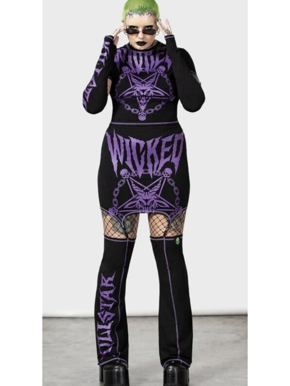 Killstar Martyr Suspender Skirt Black Purple NEW With Tags Women's Sz Small